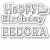 Fedora Happy Birthday silver Aufkleber Sticker シール (正面)
