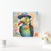 Fedora HatでKeel-bed Toutcan スクエア壁時計 (ホーム)