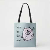Feed Cat Knit Sleep Knitter Tote Bag トートバッグ (正面)