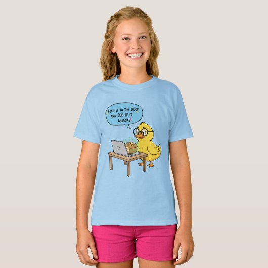 Feed It to the Duck | Funny Programmer Quote | Deb Tシャツ (正面フル)