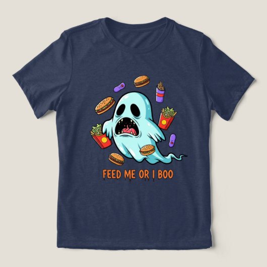 Feed Me Or I Boo Ghost Halloween トライブレンドＴシャツ (デザイン正面)
