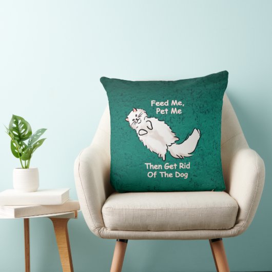 Feed Me, Pet Me Cat Throw Pillow  クッション (椅子)