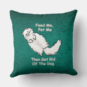 Feed Me, Pet Me Cat Throw Pillow  クッション (裏面)