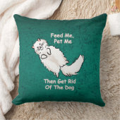 Feed Me, Pet Me Cat Throw Pillow  クッション (ブランケット)