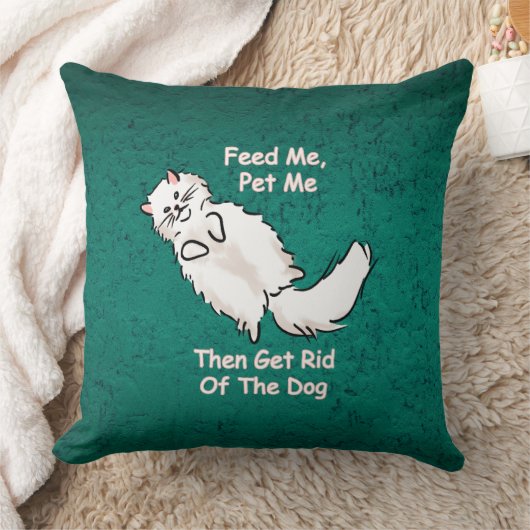 Feed Me, Pet Me Cat Throw Pillow  クッション (ブランケット)