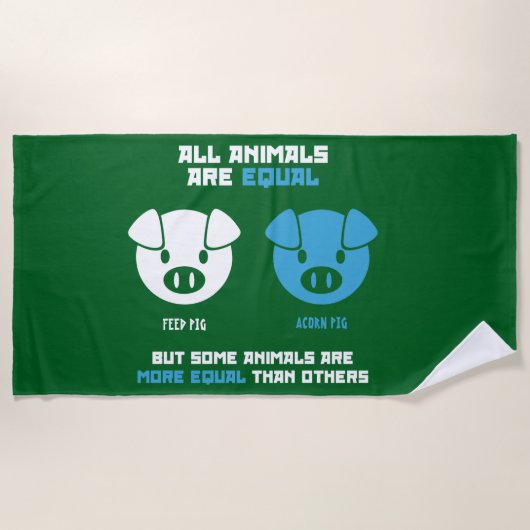 Feed Pig, Acorn  ビーチタオル (正面)