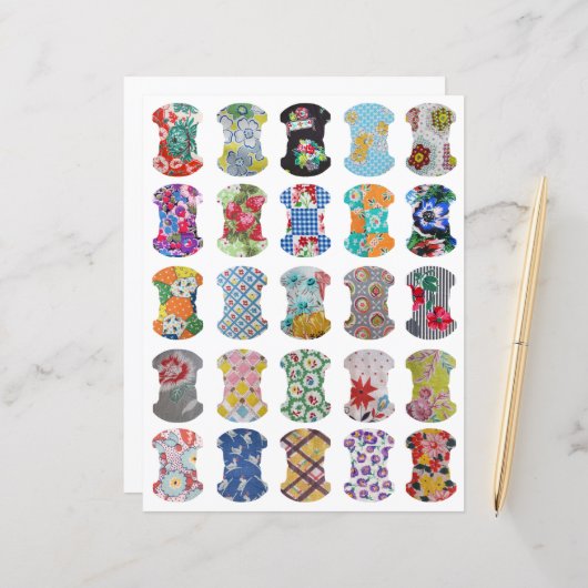 Feed Sack Whale Tail Journal Tabs Clipart Sheet (正面/裏面インサイチュ)