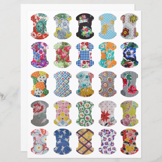 Feed Sack Whale Tail Journal Tabs Clipart Sheet (正面/裏面)