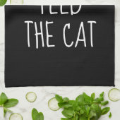 Feed the Cat Alexa Command Humor  キッチンタオル (折り畳み)