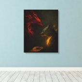 Feed the Right Wolf – Symbolic Canvas Art キャンバスプリント (インサイチュ (ウッドフロア))