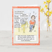 "Feedback Overload" Funny Cartoon Birthday Card  カード (黄色い花)