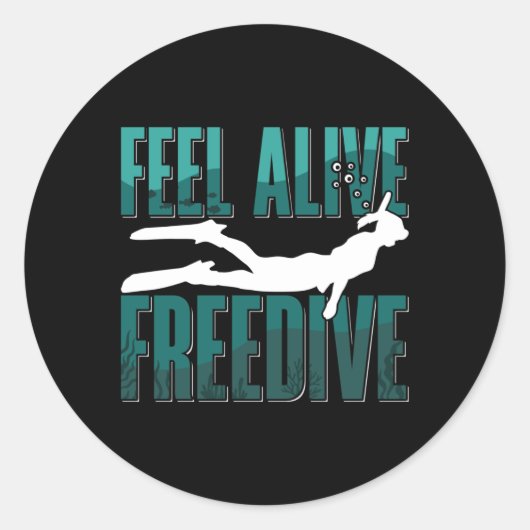 Feel Alive Freedive Freediving Apnoe Freediver ラウンドシール (正面)