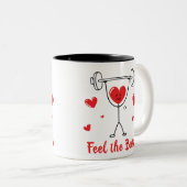 Feel the Burn Heart Workout Funny Gym Mug ツートーンマグカップ (正面右)