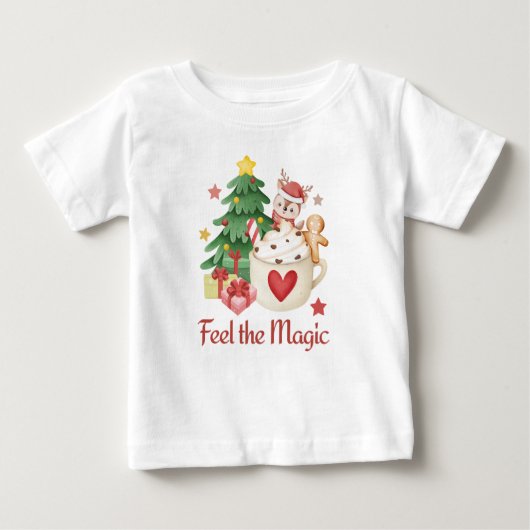 Feel the Magic Christmas Baby T-Shirt ベビーTシャツ (正面)