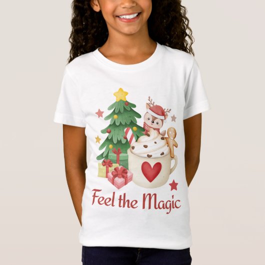 Feel the Magic Christmas Reindeer T-Shirt Tシャツ (正面)
