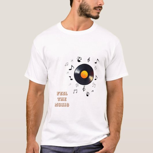 Feel the Music – Retro Vinyl Art Tシャツ (正面)