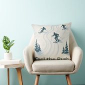 Feel the Rush Ski Throw Pillow Gift for Ski Lovers クッション (椅子)