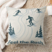 Feel the Rush Ski Throw Pillow Gift for Ski Lovers クッション (ブランケット)