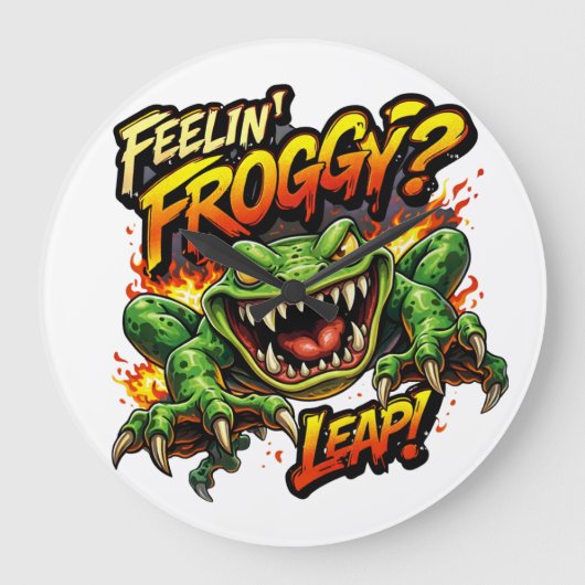 Feelin' Froggy?  Leap! Angry frog clock ラージ壁時計 (正面)