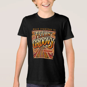 Feelin Groovyキッズパーソナライズされたレトロ70sヴィンテージ トライブレンドTシャツ