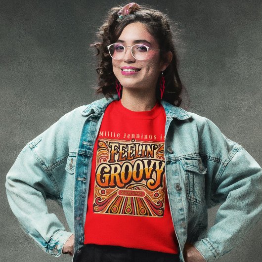 Feelin Groovyパーソナライズされたレトロ70sヴィンテージ Tシャツ