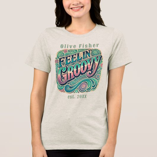 Feelin' Groovyレトロ70sヴィンテージサイケデリックT-Sh トライブレンドTシャツ (正面)