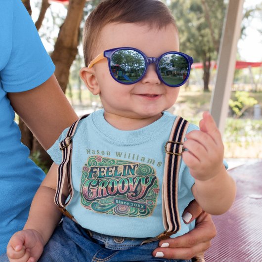 Feelin' Groovyレトロ70sヴィンテージブルー トドラーTシャツ