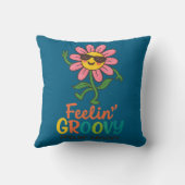 Feelin’ Groovy Retro Flower 16" x 16" Throw Pillow クッション (裏面)