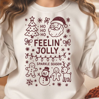 Feelin' Jolly Christmas Doodle Collage Sweatshirt スウェットシャツ