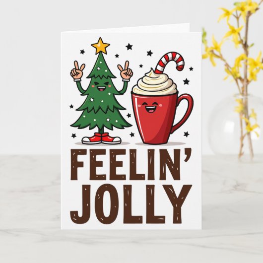 Feelin jolly funny Christmas Card カード (黄色い花)