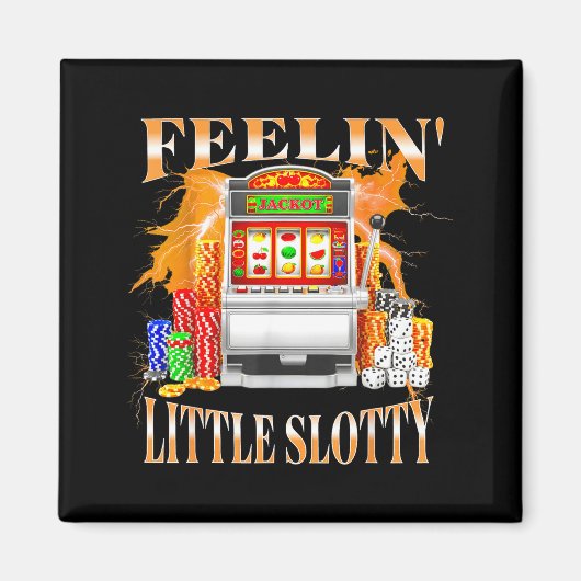 Feelin Little Slotty Slot Machine Gambling Casino  マグネット (正面)