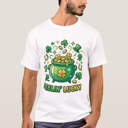 Feelin’ Lucky Pot of Gold St. Patrick’s Day Shirt Tシャツ (正面)