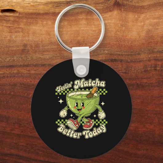 Feelin’ Matcha Better Today Kawaii Cute Boba Bubbl キーホルダー (正面)