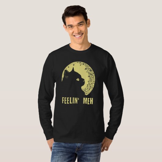 Feelin' Meh Cat Lazy Kitten Inactive Introvert Tシャツ (正面フル)