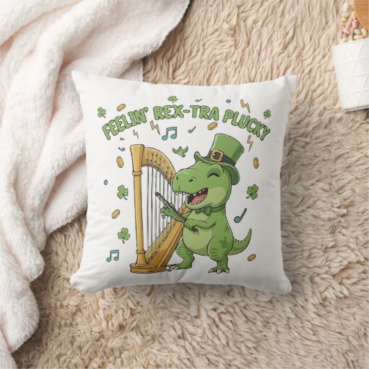 Feelin' Rex-tra Plucky Funny St. Patrick's Day   クッション (ブランケット)