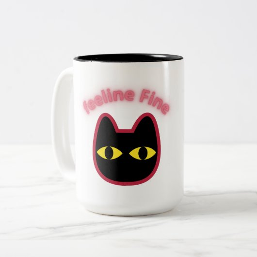 feeline Fine\" 黒猫パンマグ ツートーンマグカップ (正面左)