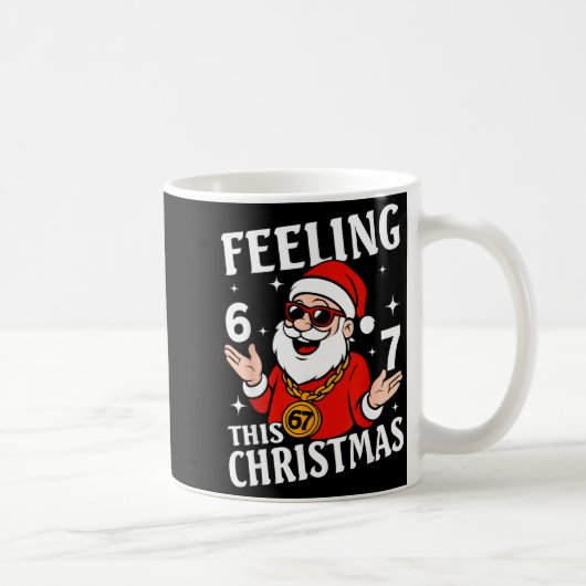 Feeling 6 7 This Christmas Funny Santa Six Seven M コーヒーマグカップ (右)