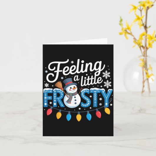 Feeling A Little Frosty Cute Retro Snowman カード (黄色い花)