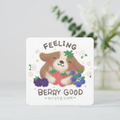 Feeling Berry Good: Cute Dog with Berries サンキューカード (スタンド正面)