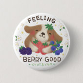 Feeling Berry Good: Cute Dog with Berries 缶バッジ (正面)