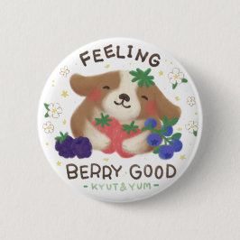 Feeling Berry Good: Cute Dog with Berries 缶バッジ