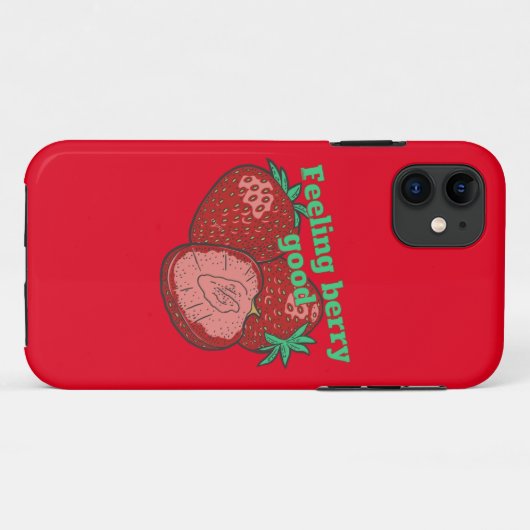 FEELING BERRY GOOD funny strawberry fruit          Case-Mate iPhoneケース (裏面(横))