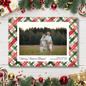 Feeling Blessed, Fun Plaid Christmas Photos Custom シーズンカード