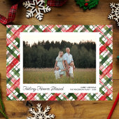 Feeling Blessed, Fun Plaid Christmas Photos Custom シーズンカード
