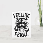 Feeling Feral Raccoon Coffee Cute Funny Trash Pand カード (正面)