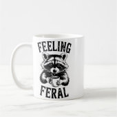 Feeling Feral Raccoon Coffee Cute Funny Trash Pand コーヒーマグカップ (左)