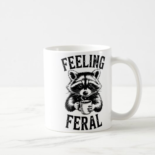 Feeling Feral Raccoon Coffee Cute Funny Trash Pand コーヒーマグカップ (右)