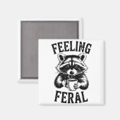 Feeling Feral Raccoon Coffee Cute Funny Trash Pand マグネット (正面/裏面)