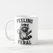 Feeling Feral Raccoon Drink Coffee Funny Trash Pan コーヒーマグカップ (左)