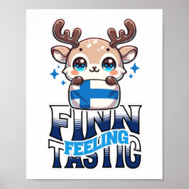 Feeling Finn-Tastic Cute Reindeer Lapland  ポスター